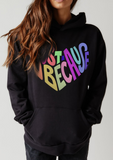 Just Because Big Heart black hoodie